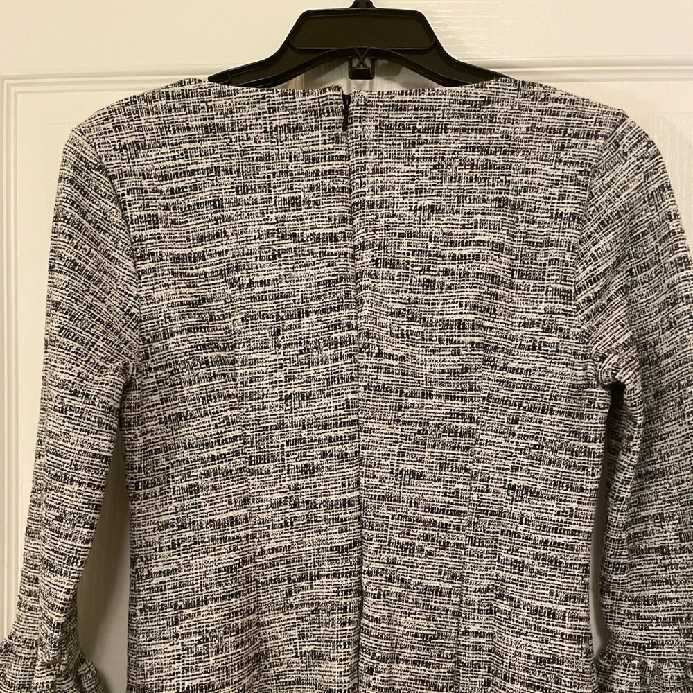 BANANA REPUBLIC Black and White Bell Sleeve Tweed Dress - Picture 14 of 15